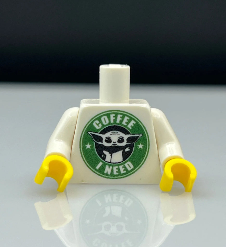 Star Wars Lego Baby Yoda (Grogu) Coffee Torso, custom printed by Minifigure Dreams