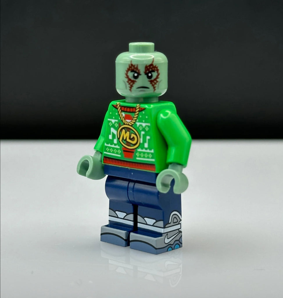 Lego Marvel Christmas Sweater Drax Minifigure with Air Mags and MD Chain